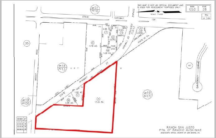 SWC 25 & Wright Rd Hwy, Hollister, CA for sale - Plat Map - Image 2 of 3