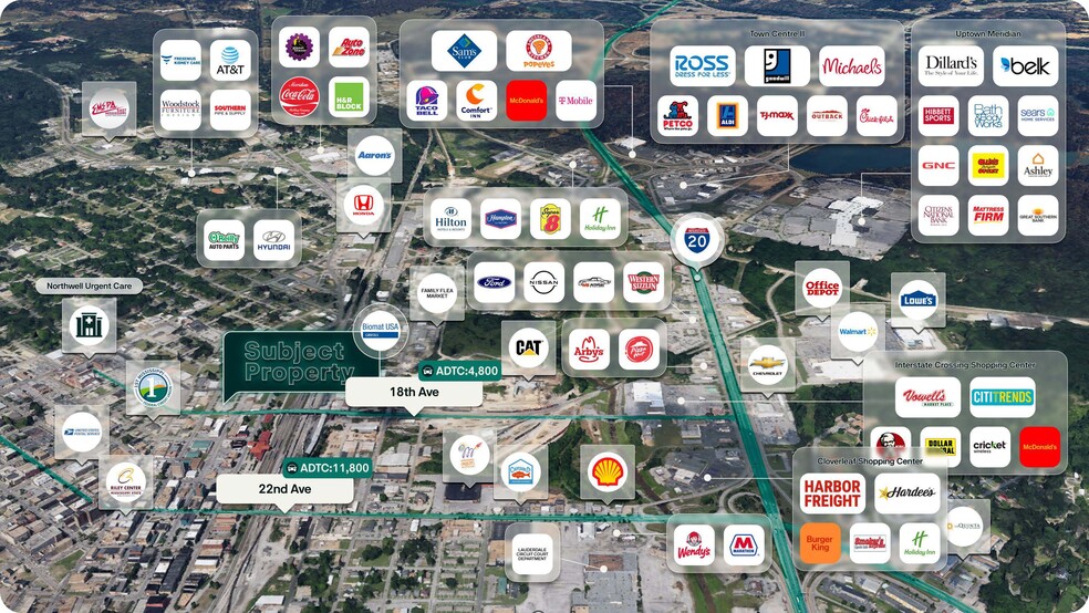 416 18th Ave, Meridian, MS for sale - Aerial - Image 2 of 2