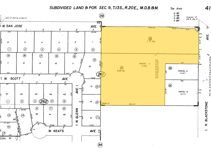 5125-5179 N Blackstone Ave, Fresno, CA for lease - Plat Map - Image 3 of 8