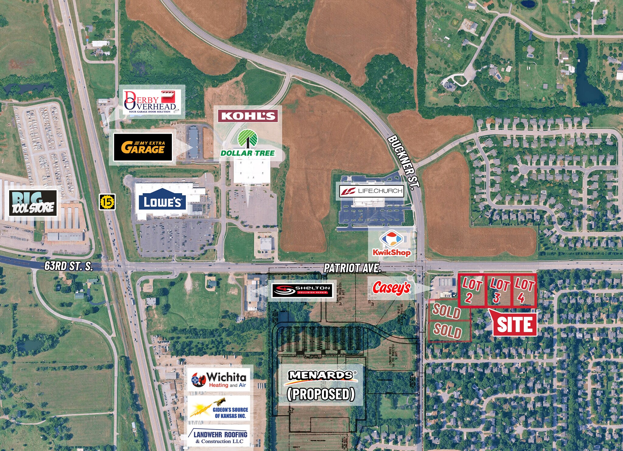 Buckner & Patriot - East & South Of SE Corner, Derby, KS for sale Aerial- Image 1 of 4