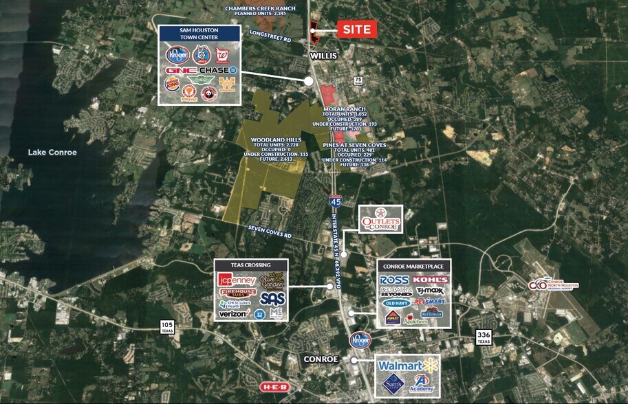 Longstreet & I-45, Willis, TX à vendre - Aérien - Image 2 de 2