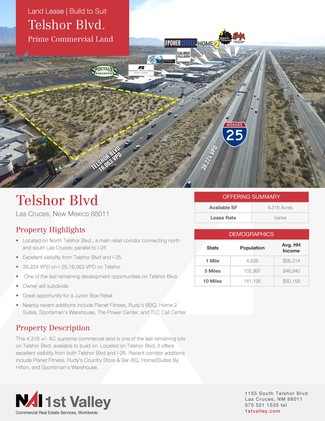 Plus de détails pour Telshor Blvd, Las Cruces, NM - Terrain à louer