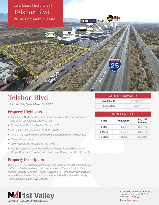 Plus de détails pour Telshor Blvd, Las Cruces, NM - Terrain à louer