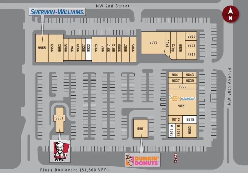 9801-9965 Pines Blvd, Pembroke Pines, FL for lease - Site Plan - Image 2 of 12