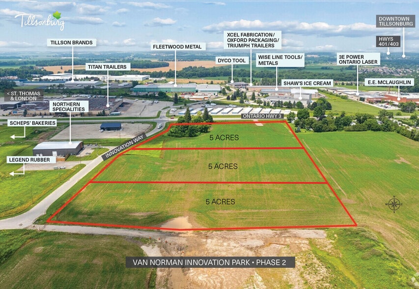 Van Norman Innovation Pk, Tillsonburg, ON for sale - Aerial - Image 3 of 11