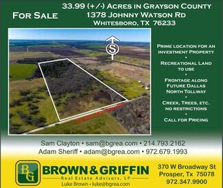 Plus de détails pour 1378 Johnny Watson rd, Howe, TX - Terrain à vendre