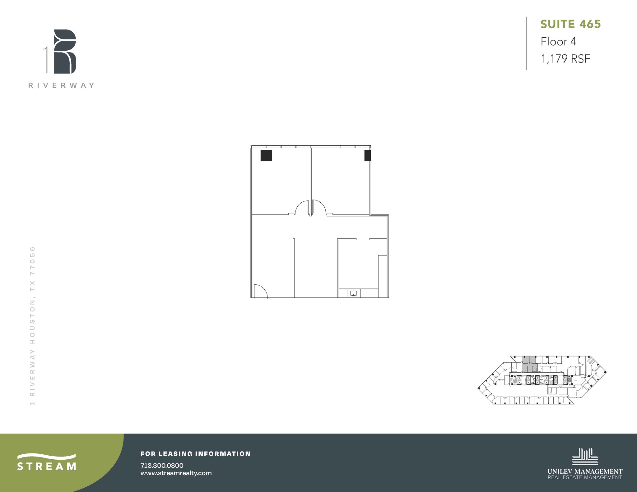 1 Riverway, Houston, TX à louer Plan d  tage- Image 1 de 1