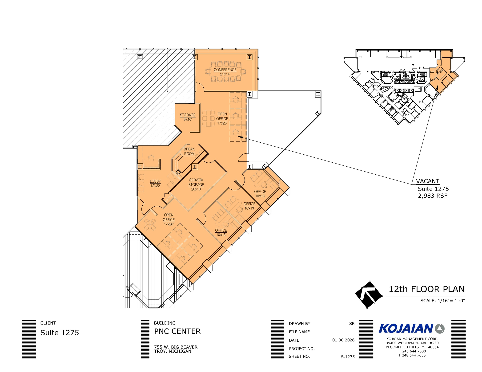 755 W Big Beaver Rd, Troy, MI à louer Plan d’étage- Image 1 de 1