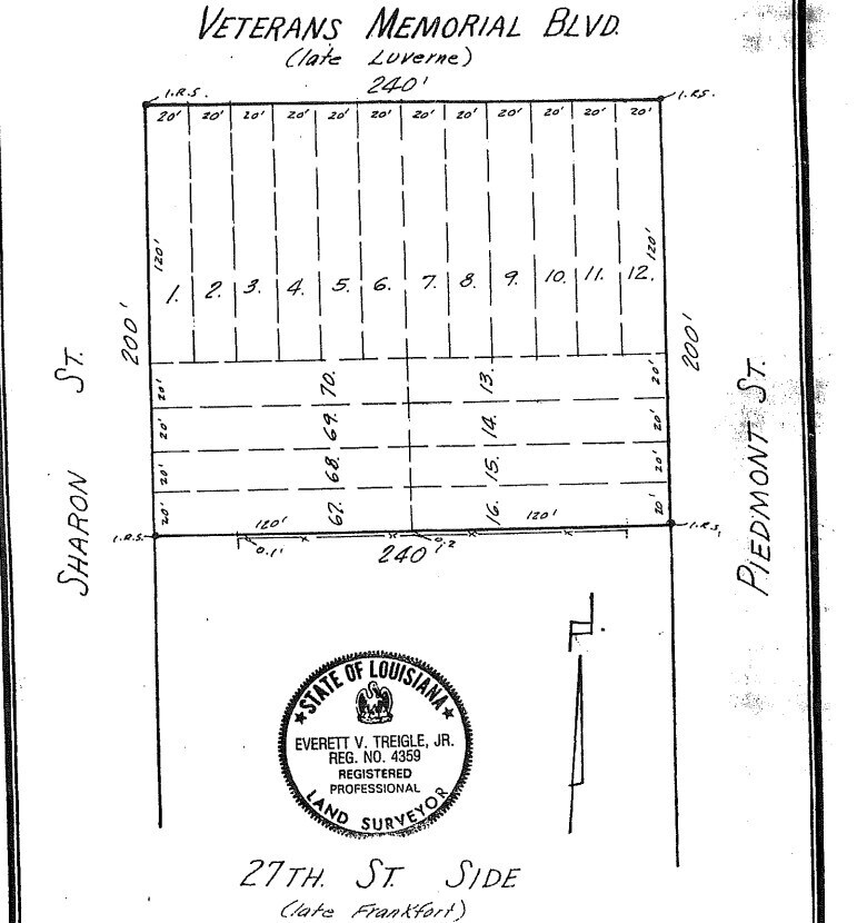 0000 Veterans Memorial Boulevard, Kenner, LA for sale Plat Map- Image 1 of 3