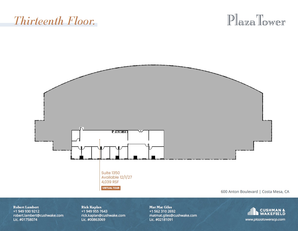 650 Town Center Dr, Costa Mesa, CA à louer Plan d’étage- Image 1 de 1