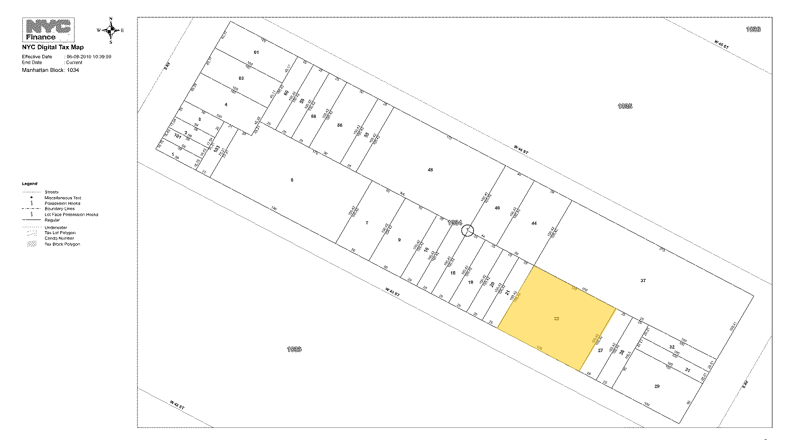 311 W 43rd St, New York, NY à vendre Plan cadastral- Image 1 de 1