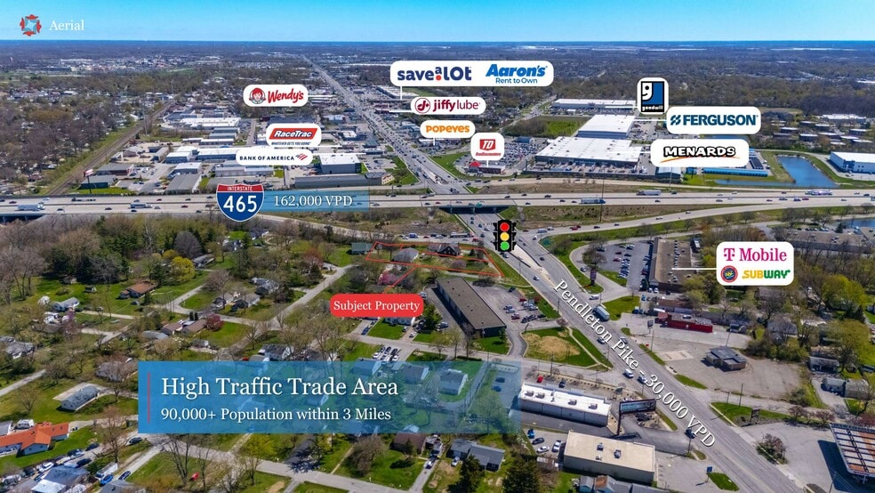 7440-7444 Pendleton Pike, Indianapolis, IN à vendre - Aérien - Image 3 de 6