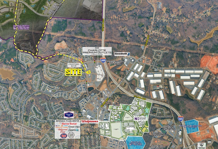 Searched Address: Dixie River Rd & Style Ln, Charlotte, NC à louer - Aérien - Image 1 de 4