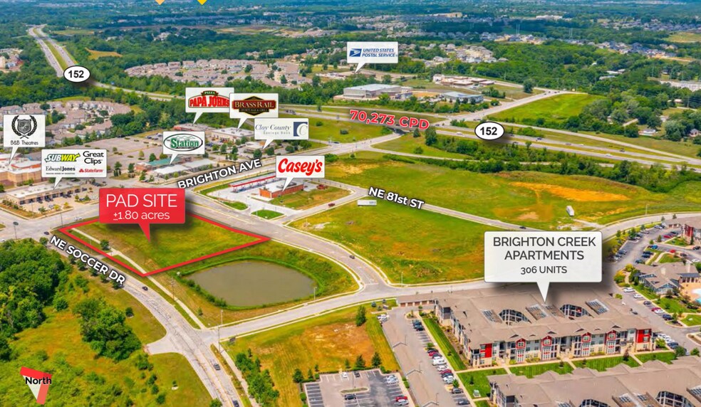 S&E M-152 Hwy & N Brighton Ave, Kansas City, MO for sale - Aerial - Image 1 of 3