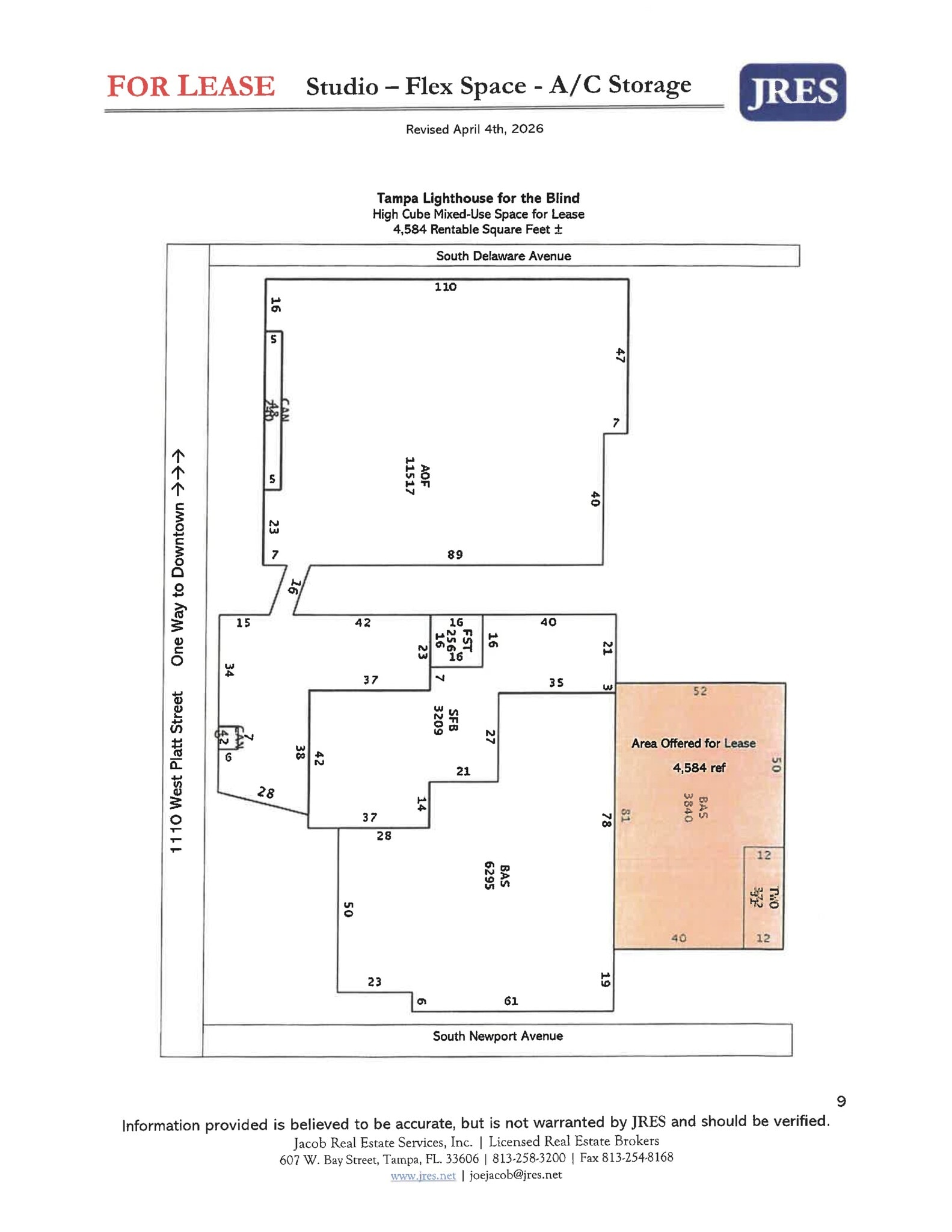 1110 W Platt St, Tampa, FL à louer Plan de site- Image 1 de 1