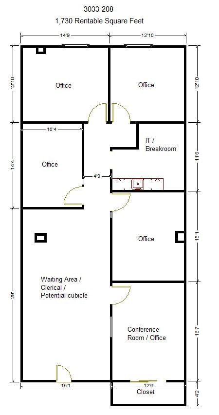 3033 W Jefferson St, Joliet, IL for lease Floor Plan- Image 1 of 1