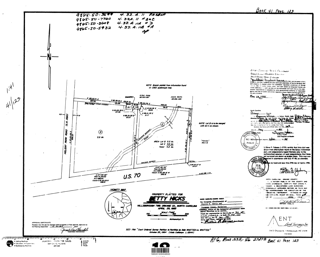 115 Holiday Park Rd, Hillsborough, NC à vendre Plan cadastral- Image 1 de 1