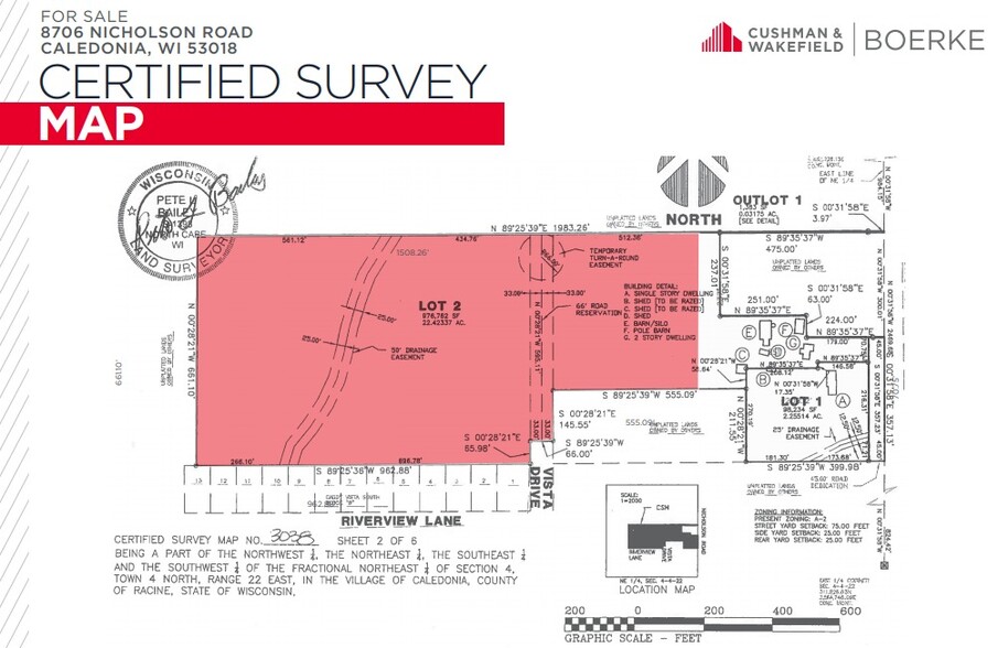 8706 Nicholson Rd, Caledonia, WI à vendre - Plan de site - Image 2 de 3