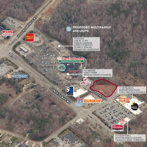 201 Matthews Dr, Holly Springs, NC à vendre - Aérien - Image 3 de 6