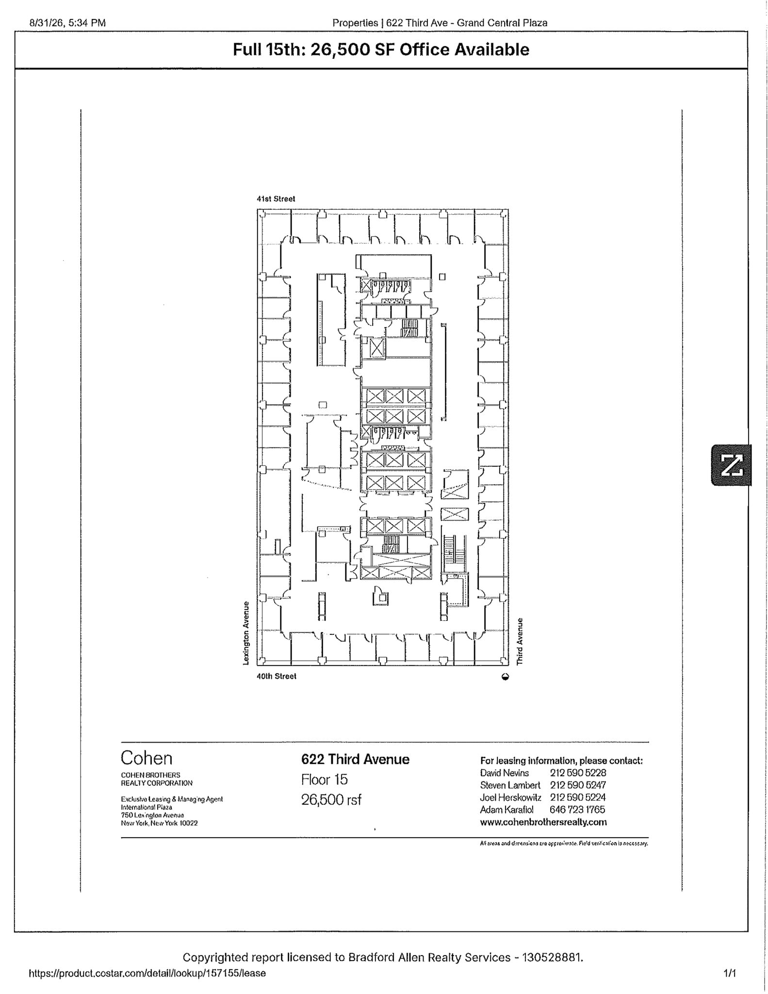 622 Third Ave, New York, NY à louer Plan de site- Image 1 de 2