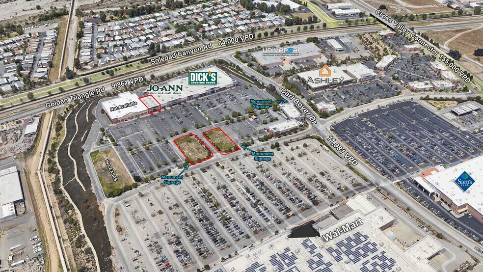 26574-26583 Carl Boyer Dr & Golden Valley Rd, Santa Clarita, CA for lease - Aerial - Image 1 of 2