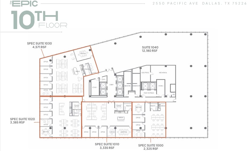 2550 Pacific Ave, Dallas, TX à louer Plan d’étage- Image 1 de 1