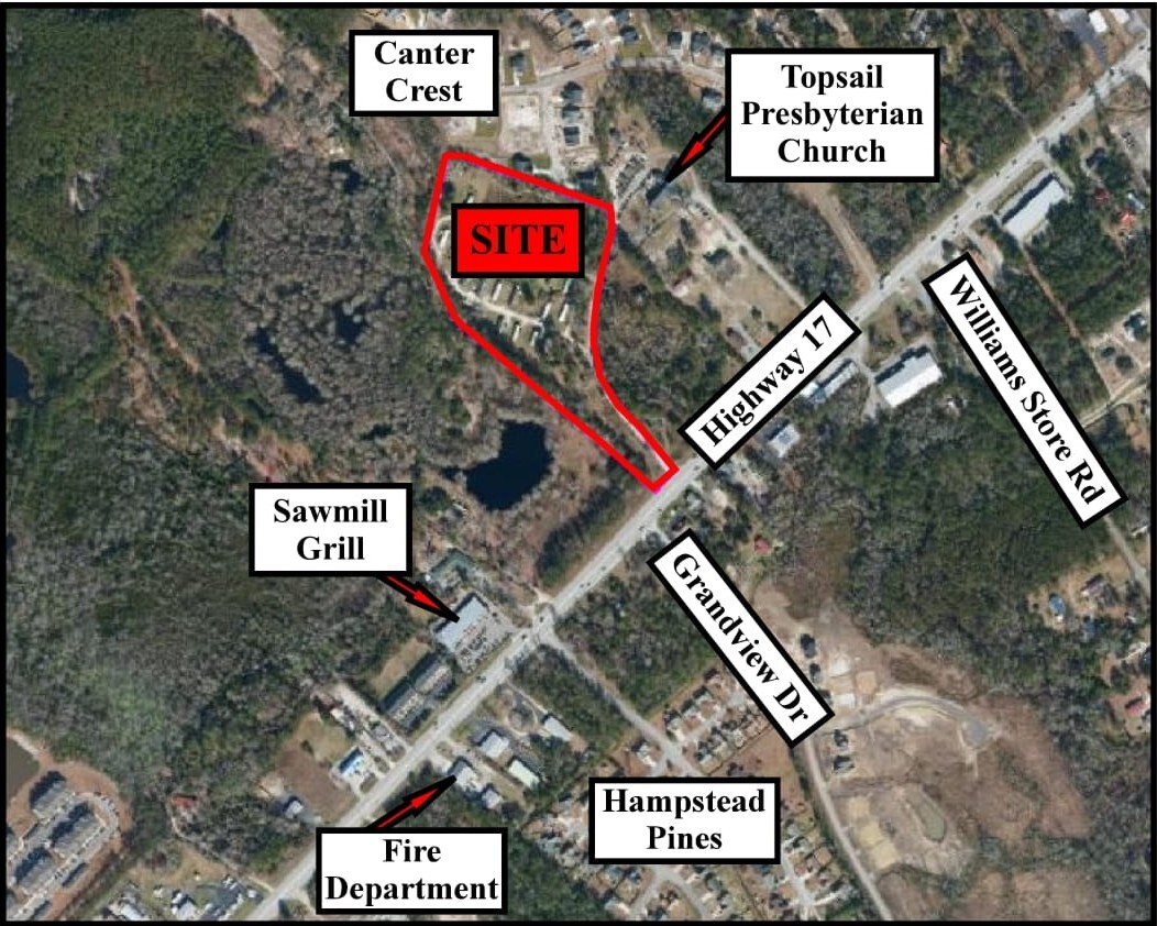 Highway 17 and Averys Road, Hampstead, NC for sale Aerial- Image 1 of 2