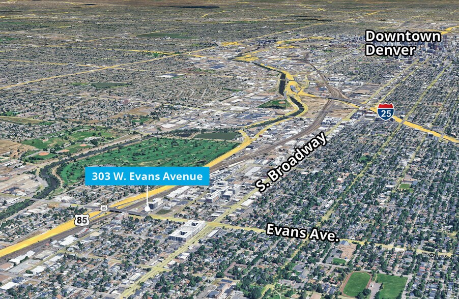 303 W Evans Ave, Denver, CO à louer - Aérien - Image 3 de 3