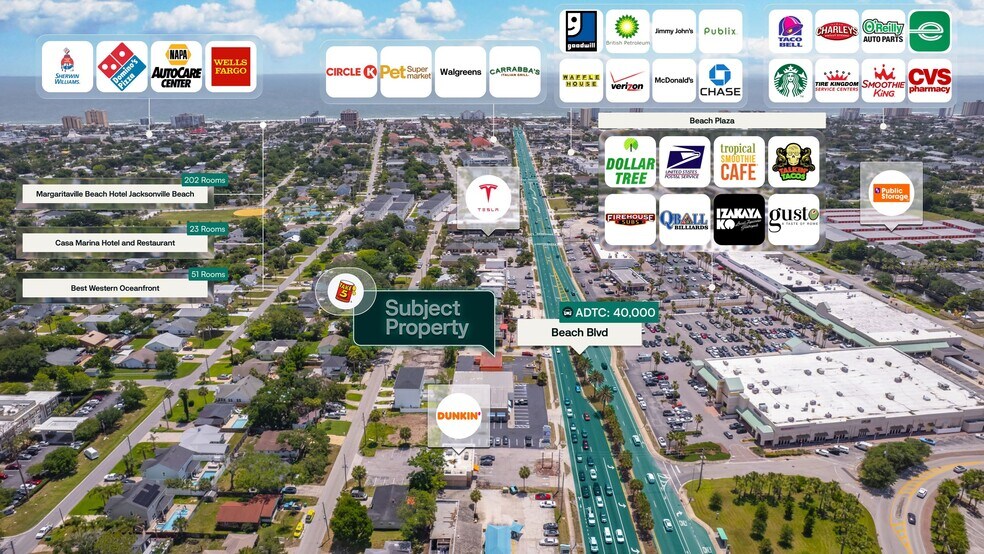 1281 Beach Blvd, Jacksonville Beach, FL à vendre - Aérien - Image 2 de 3