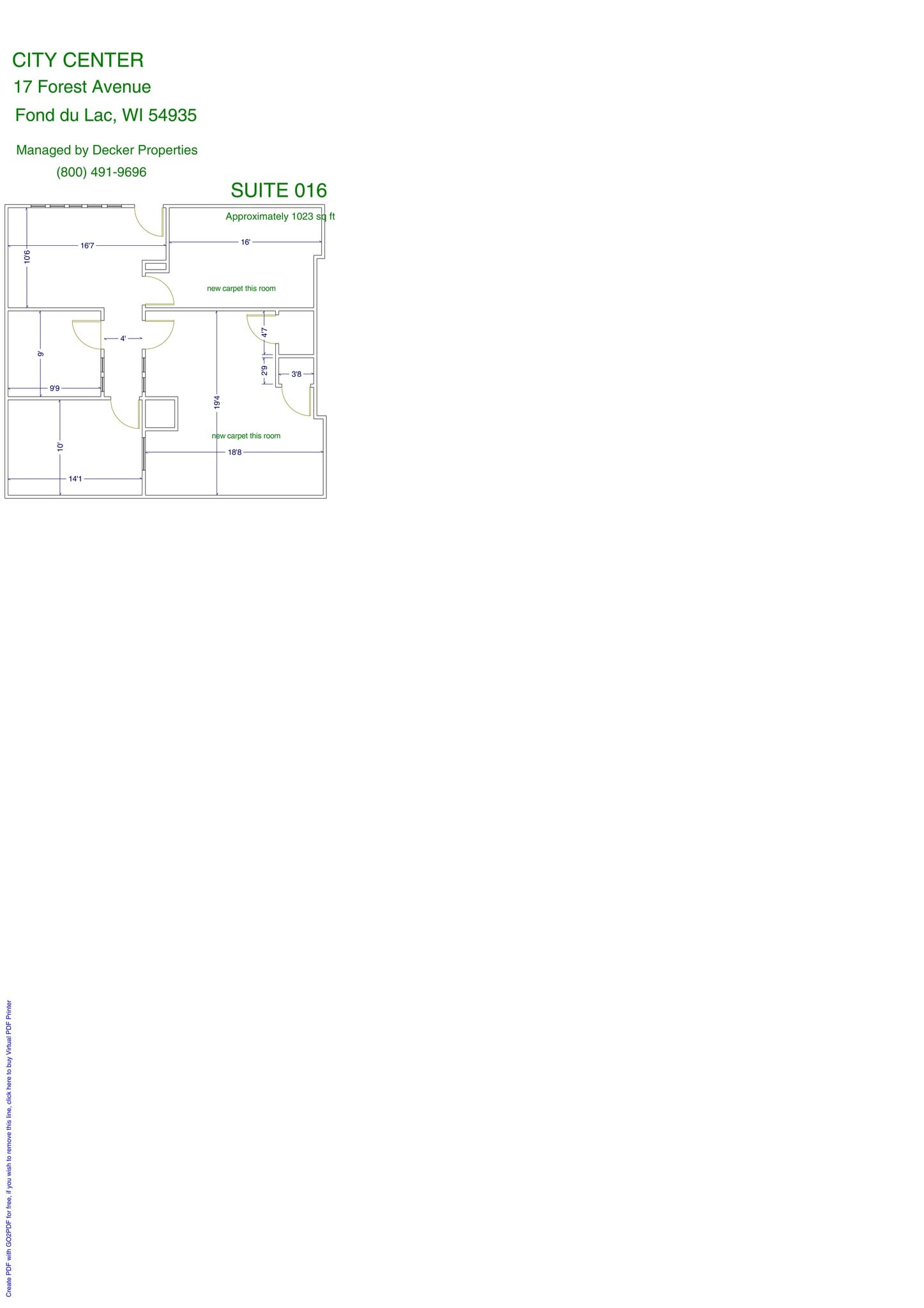 17 Forest Ave, Fond Du Lac, WI à louer Plan d’étage- Image 1 de 8