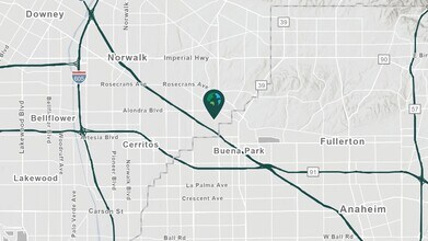 16400 Trojan Way, La Mirada, CA - Aérien  Vue de la carte