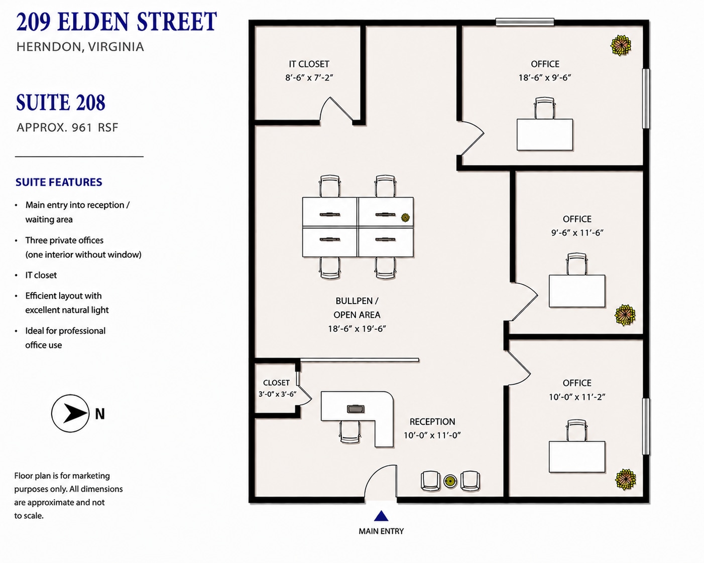 209 Elden St, Herndon, VA à louer Plan d’étage- Image 1 de 10