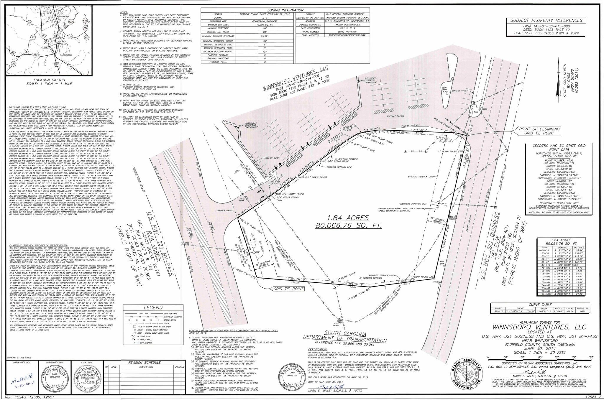 1126 US 321 - Business South, Winnsboro, SC for sale Plat Map- Image 1 of 3