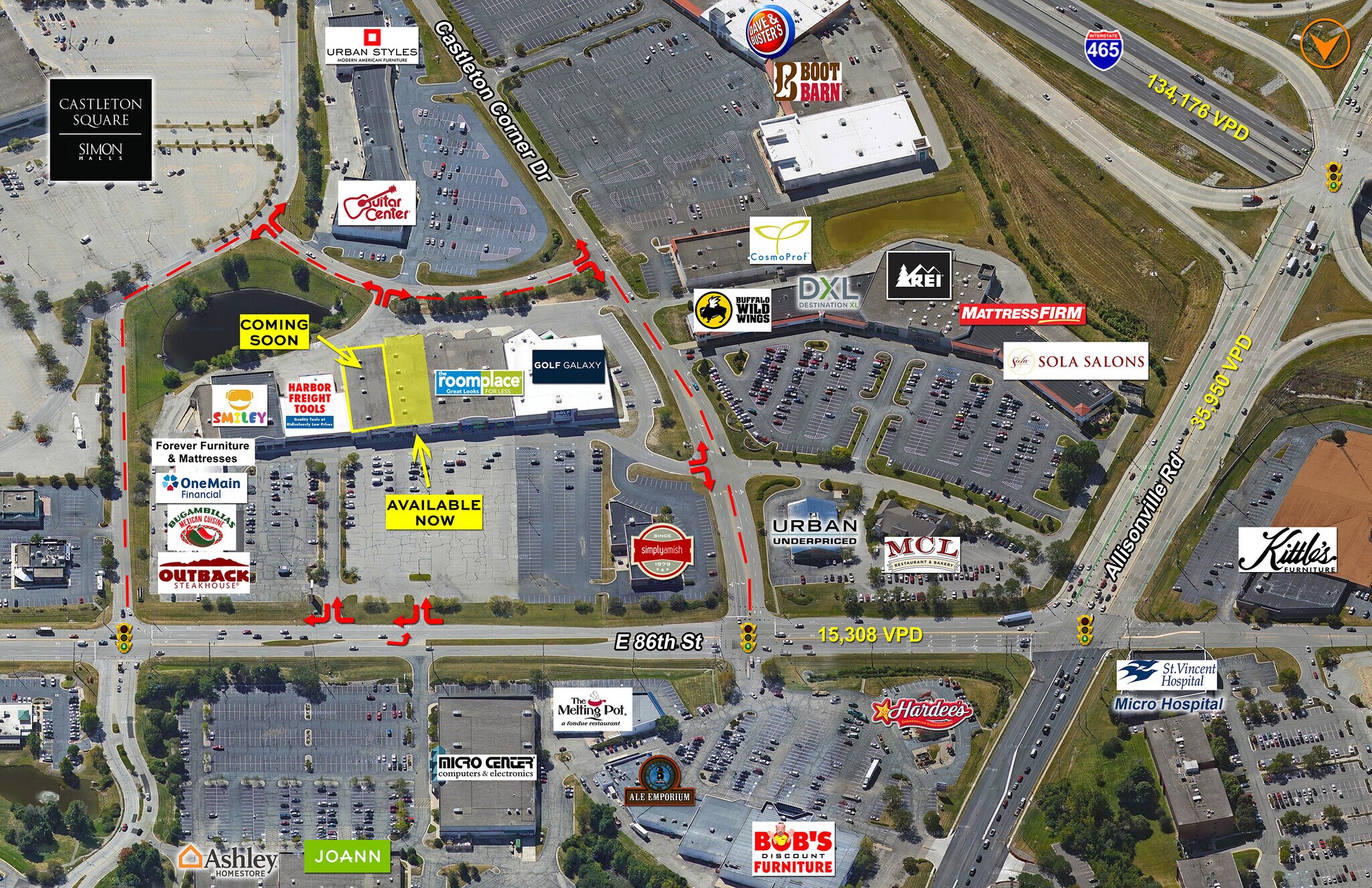 5612-5769 Castleton Corner Ln, Indianapolis, IN for lease Aerial- Image 1 of 4