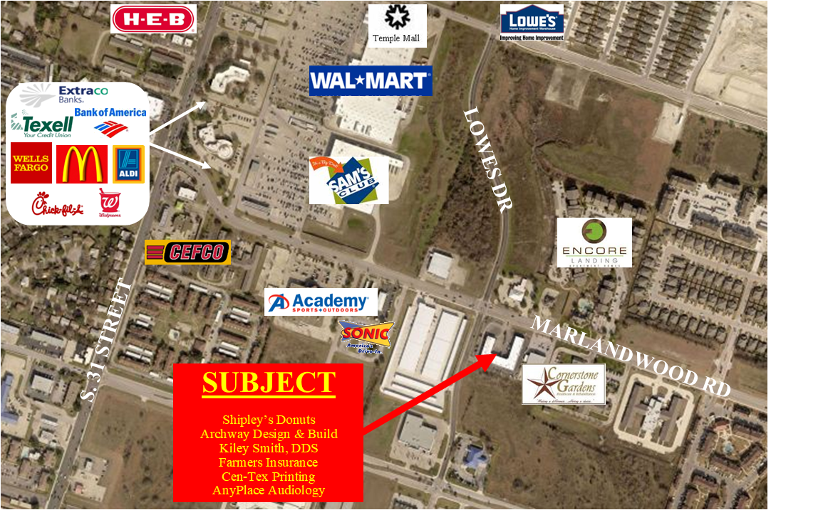 1005 Marlandwood Rd, Temple, TX for lease Aerial- Image 1 of 3