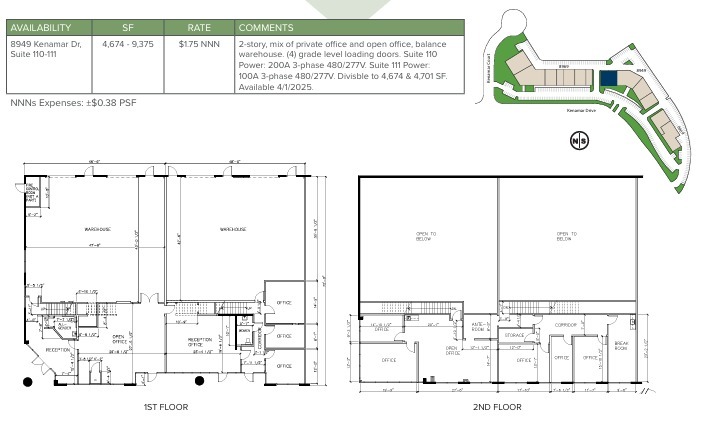 8949 Kenamar Dr, San Diego, CA à louer Plan d’étage- Image 1 de 1