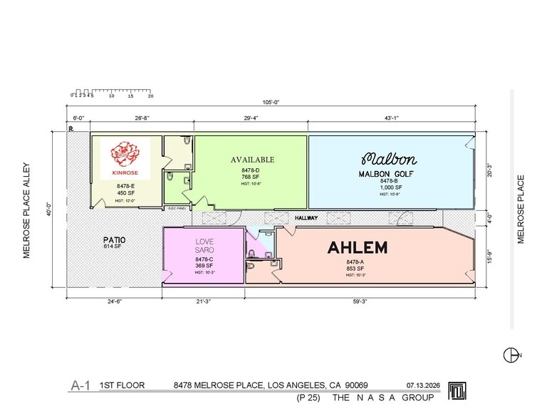 8478-8480 Melrose Pl, Los Angeles, CA à louer - Plan d’étage - Image 2 de 3