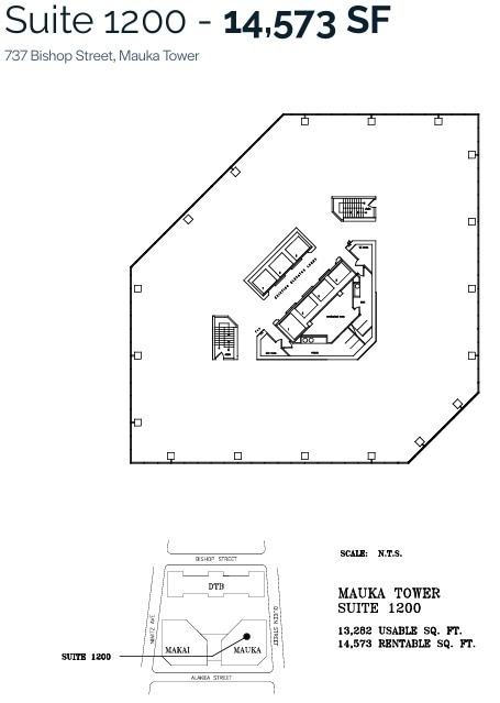 733 Bishop St, Honolulu, HI à louer Plan d’étage- Image 1 de 1