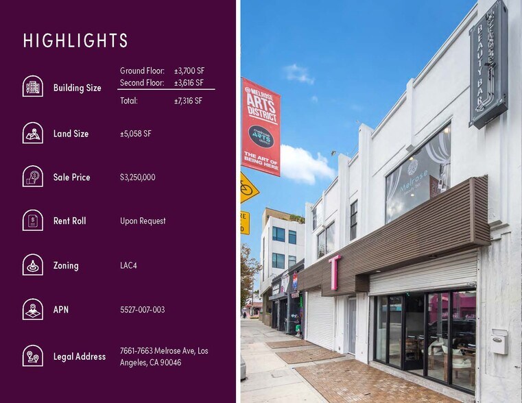 7661-7663 Melrose Ave, Los Angeles, CA à vendre - Photo du bâtiment - Image 2 de 11