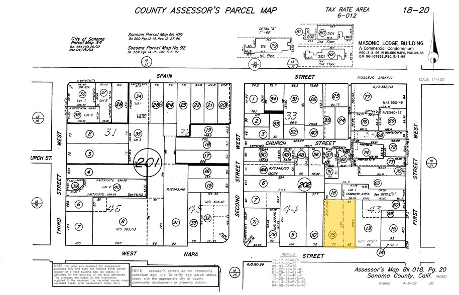 136 W Napa St, Sonoma, CA à louer - Plan cadastral - Image 2 de 3