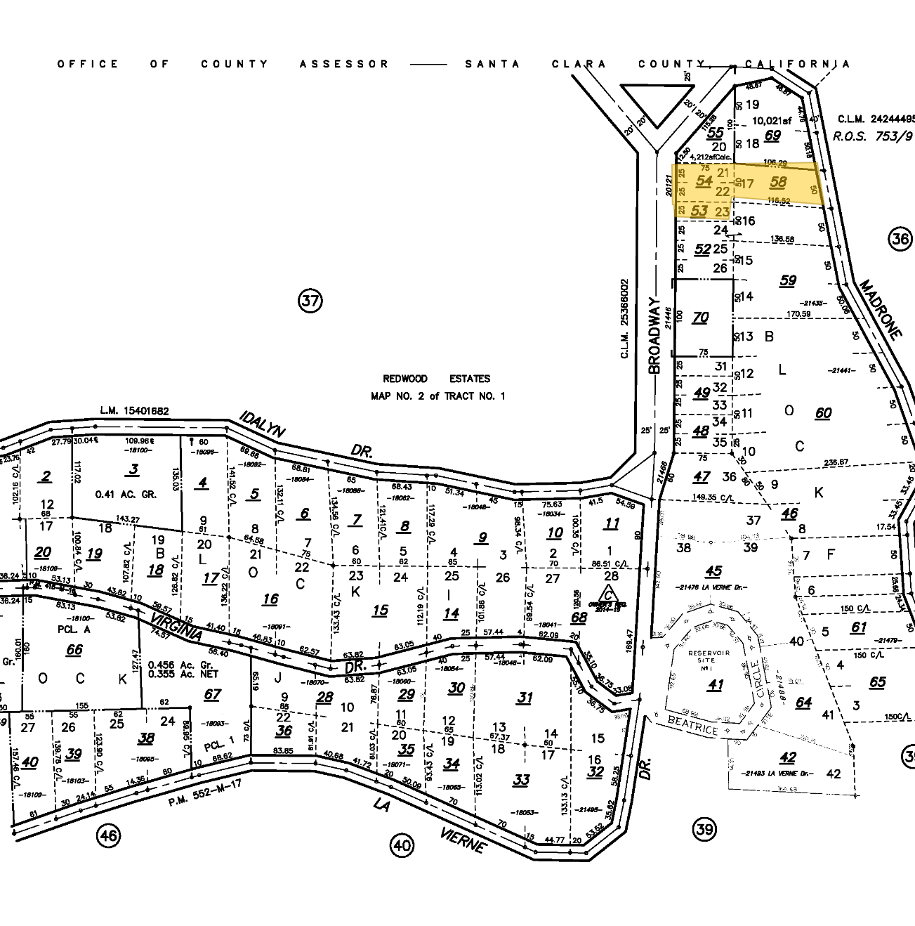 20121 Broadway Rd, Los Gatos, CA à vendre Plan cadastral- Image 1 de 2