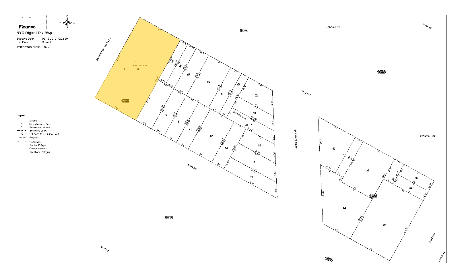 1845 Adam Clayton Powell Jr Blvd, New York, NY à vendre Plan cadastral- Image 1 de 1