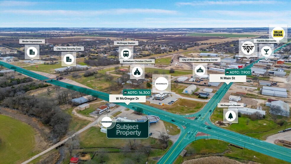 307 W McGregor Dr, Mc Gregor, TX à vendre - Aérien - Image 2 de 3