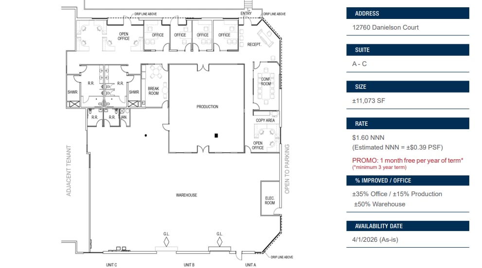 12760 Danielson Ct, Poway, CA à louer Plan d’étage- Image 1 de 1