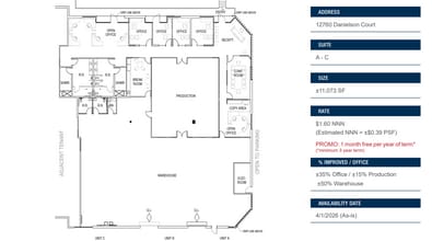 12760 Danielson Ct, Poway, CA à louer Plan d’étage- Image 1 de 1