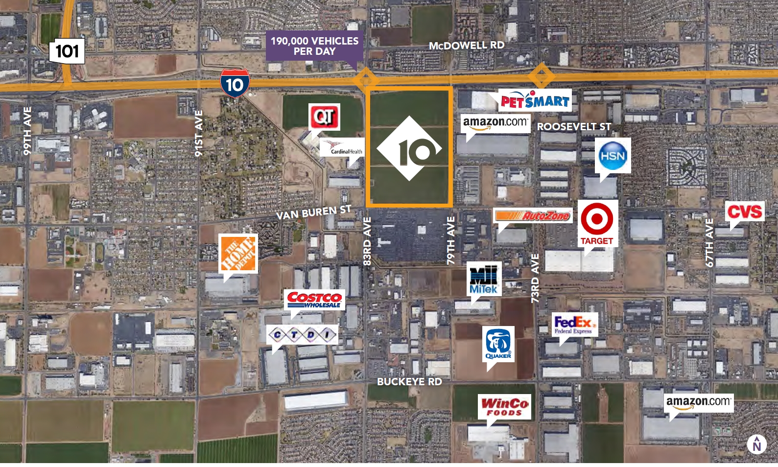 SEC I-10 & 83rd Ave, Phoenix, AZ for lease Aerial- Image 1 of 3