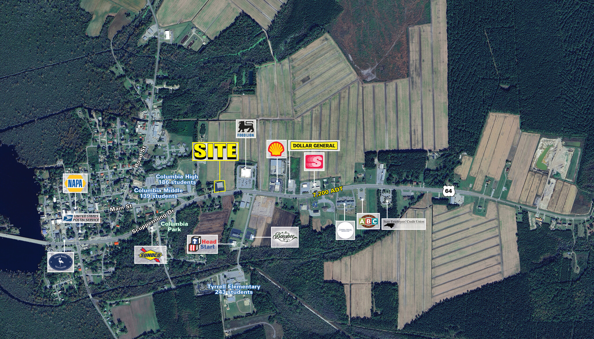 523 US Highway 64 E, Columbia, NC for lease Aerial- Image 1 of 3