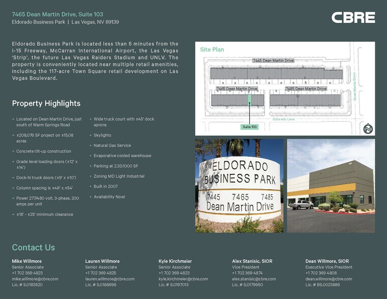 7465 Dean Martin Dr, Las Vegas, NV à louer - Plan de site - Image 2 de 6