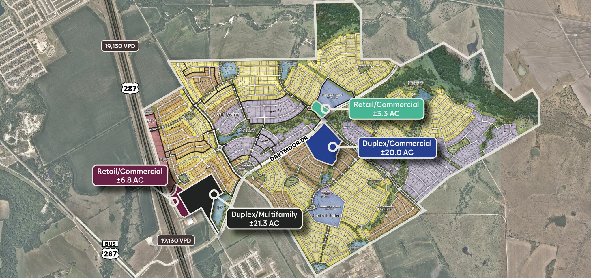 Hwy 287 & Dartmoor Dr, Waxahachie, TX à vendre Aérien- Image 1 de 7