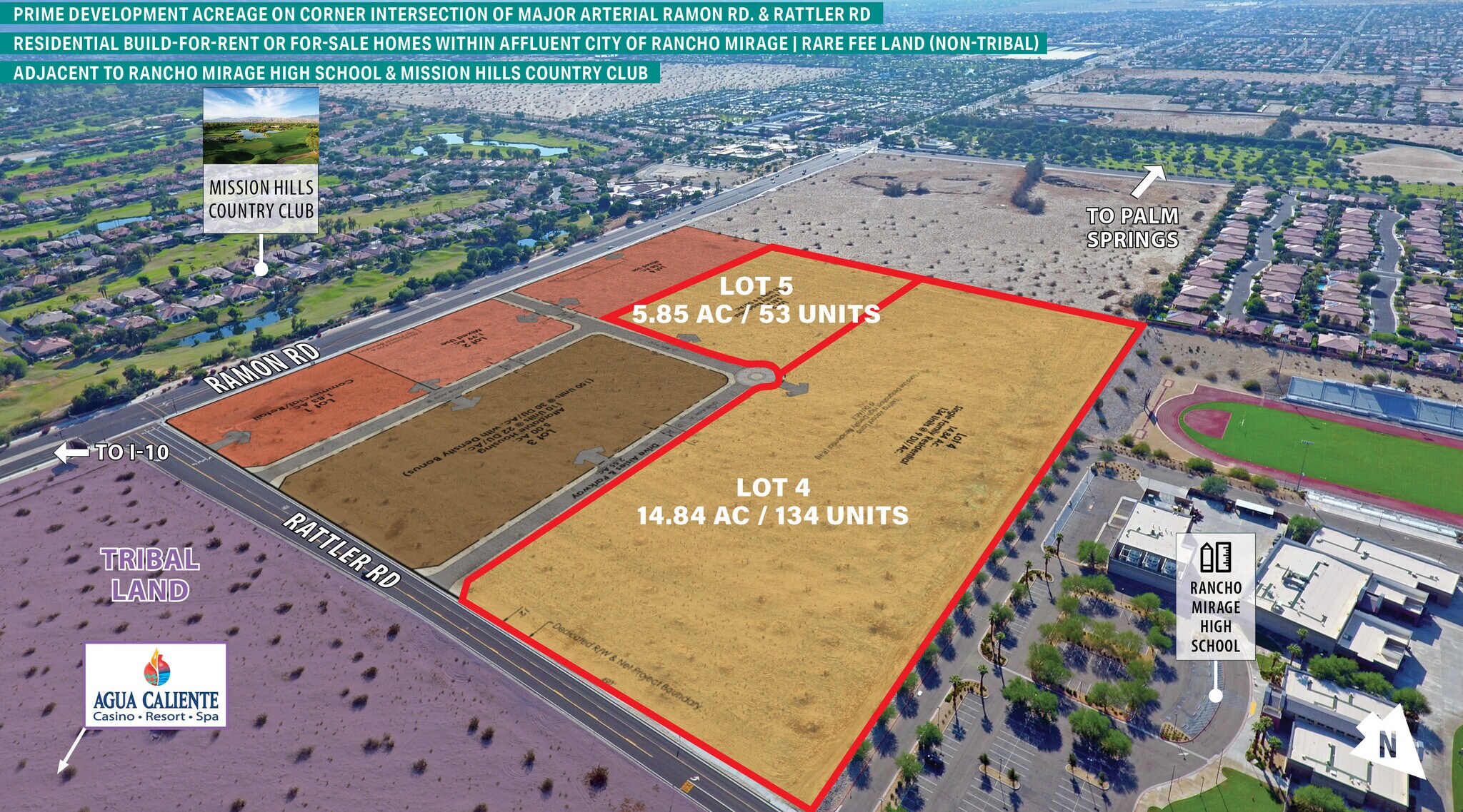 Ramon & Rattler Rd, Rancho Mirage, CA for sale Aerial- Image 1 of 6